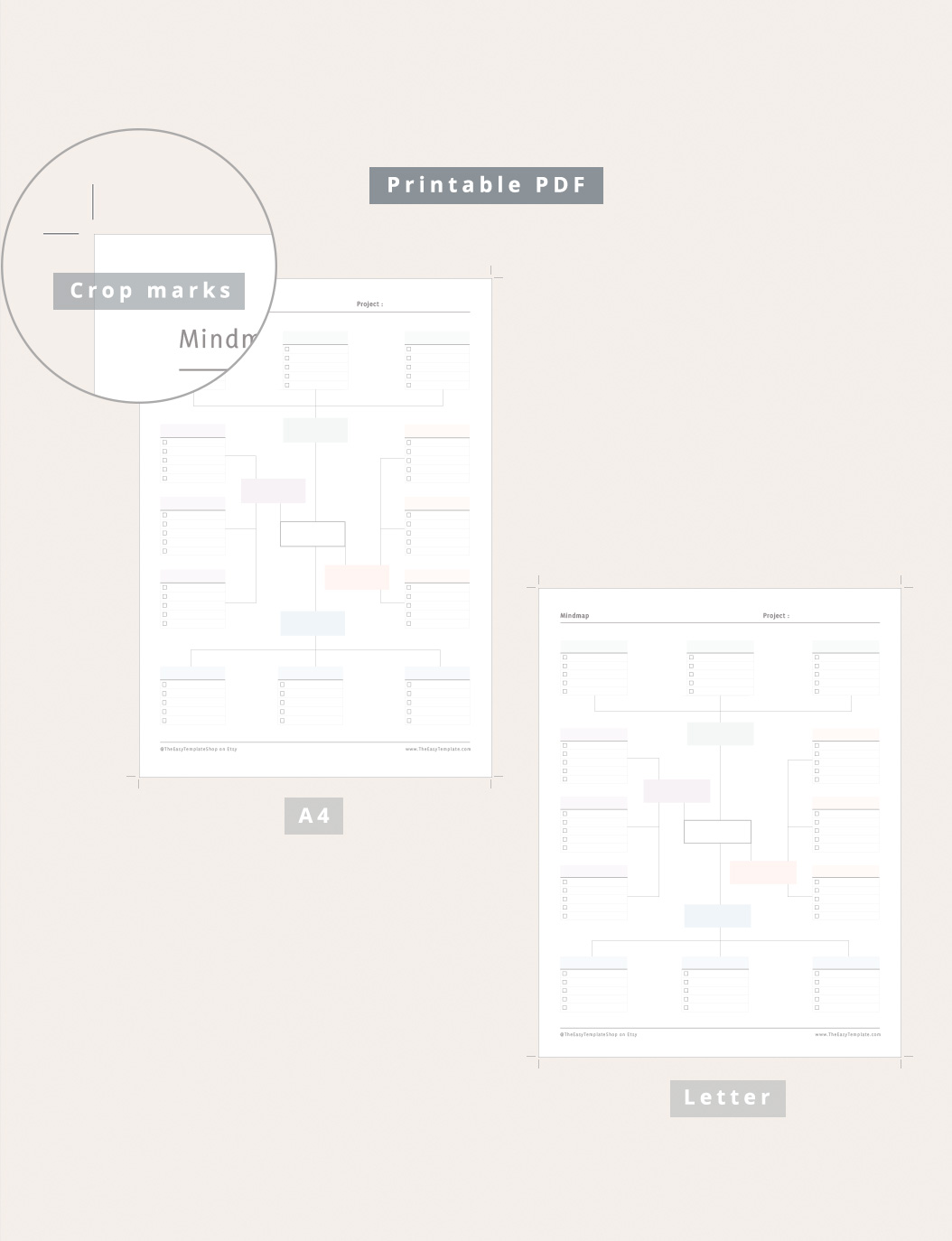 Mind Map Template - Four Ideas - Square