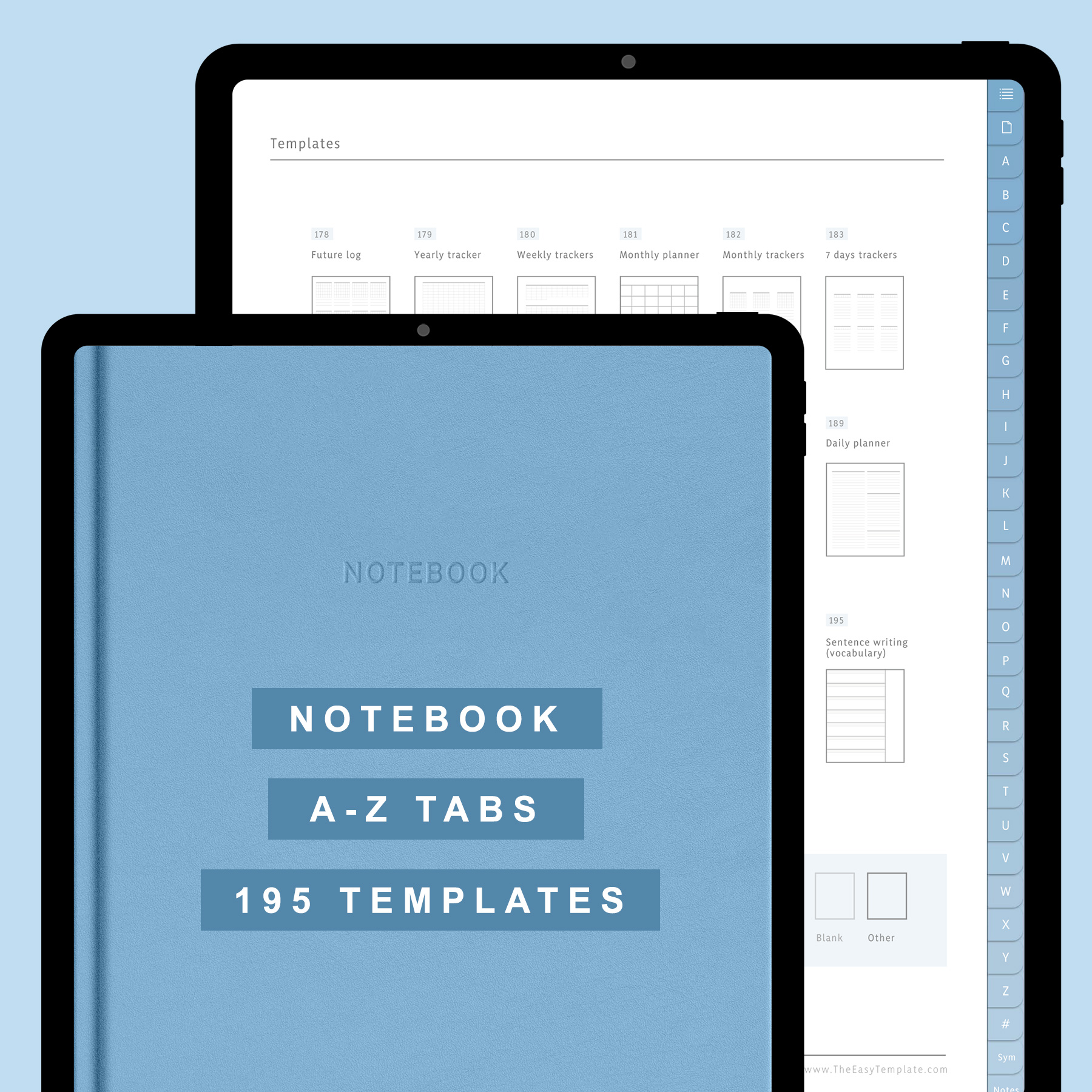 Digital Contact Notebook for GoodNotes with Alphabetical Hyperlinked Tabs -  The Easy Template