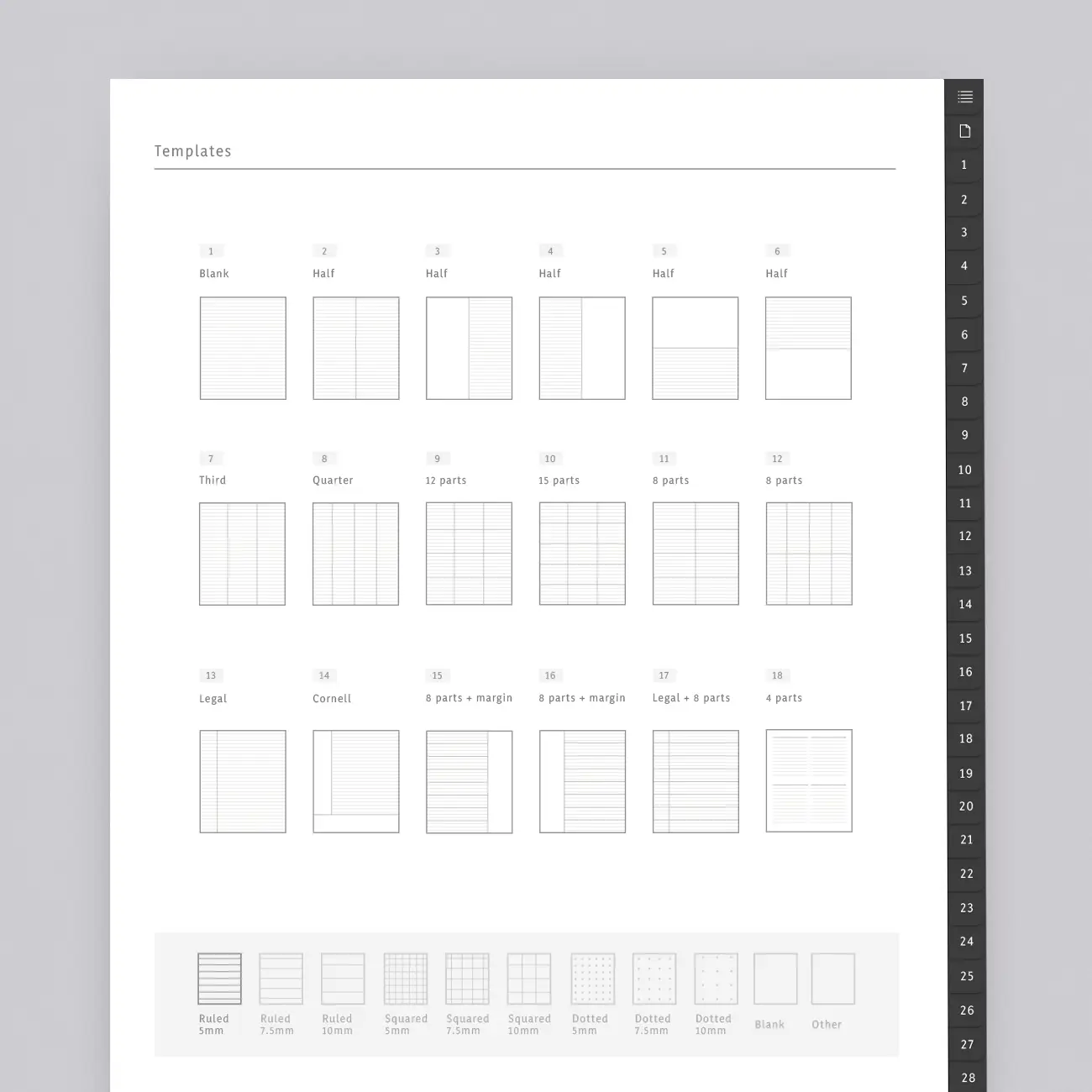 Discover the ultimate digital organization tool for Type A personalities – our Digital Notebook. Equipped with 31 hyperlinked tabs and an extensive library of 195 iPad note-taking paper templates, it's a game-changer. Choose from 195 paper templates to create the perfect notes.