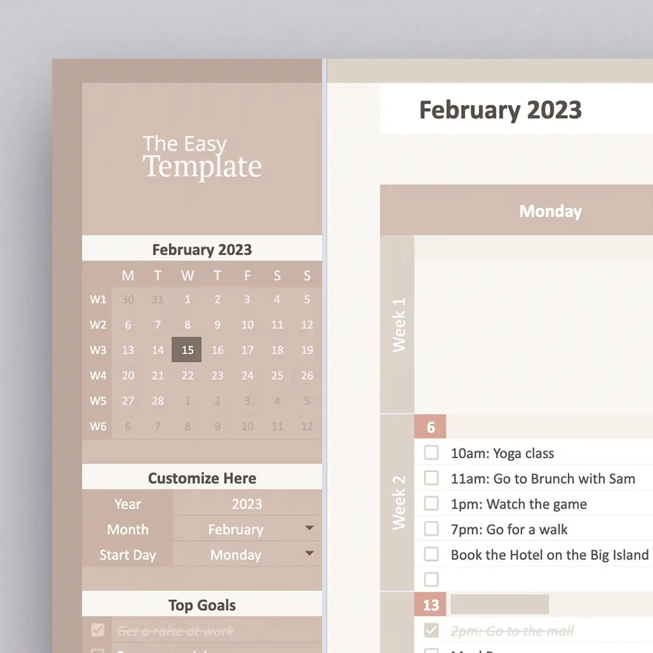 With our calendar template in Google Sheets, today's date pops right out! It's all about keeping you on top of your daily game – no stress, just plans!
