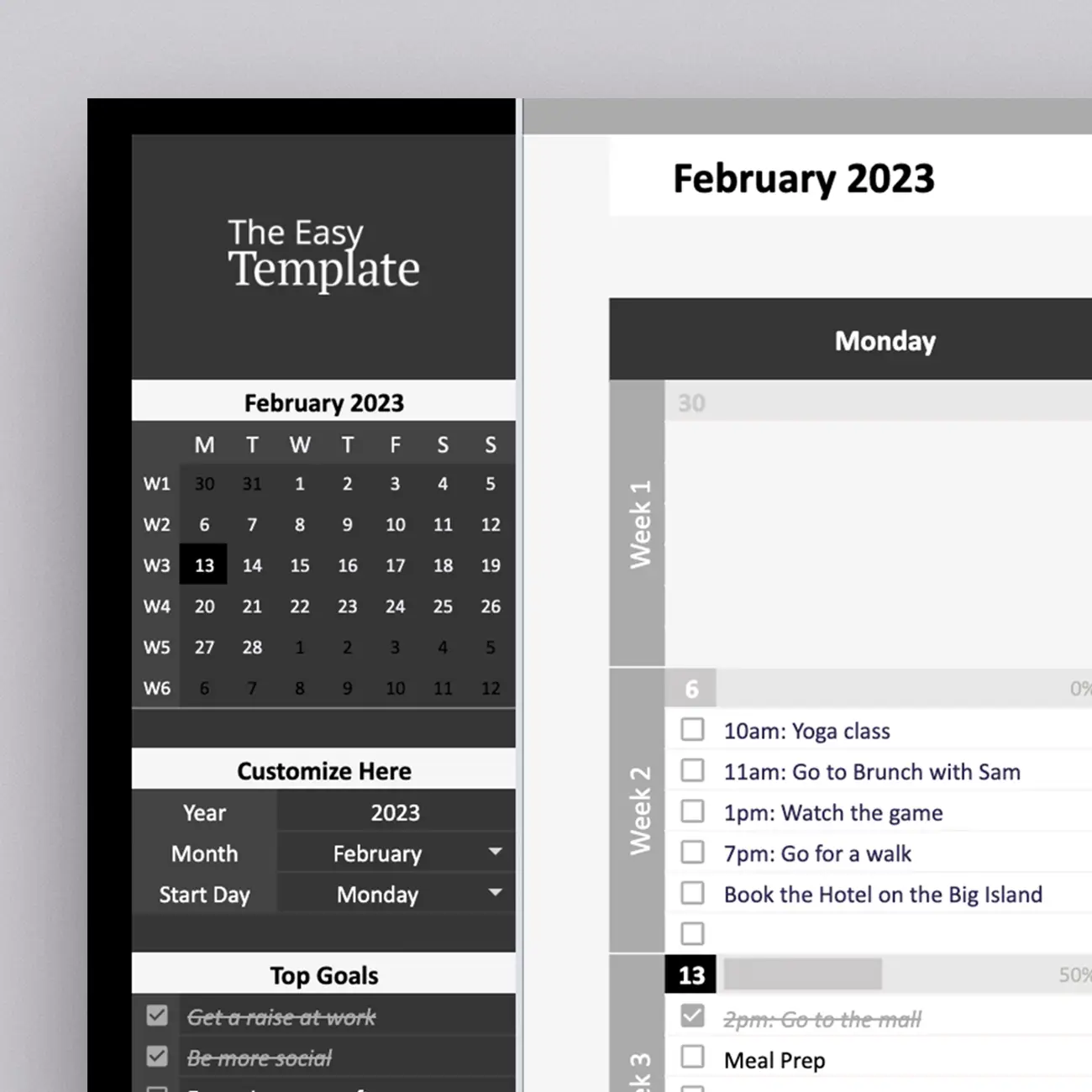 Let our Google Sheets calendar template be your guide. It's got your back by highlighting today's date, so you never miss a thing in your busy day!
