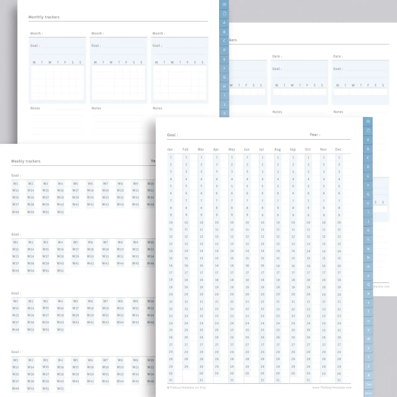 Stay motivated and organized with goal tracking templates in this GoodNotes Thinking Pad.